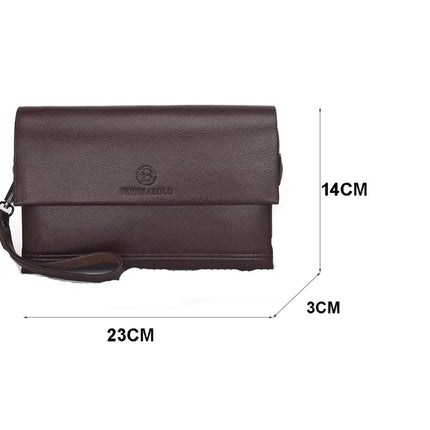 Men's Leather Wristlet Wallet – Multifunctional Clutch with Zippered Pockets