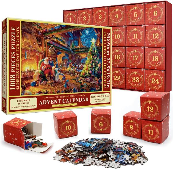 Christmas Puzzle Advent Calendar 2025 – 1008 Pieces | 24 Days of Holiday Fun