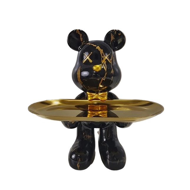 Modern Abstract Bear Statue with Key & Accessory Tray – Stylish Home Décor Accent
