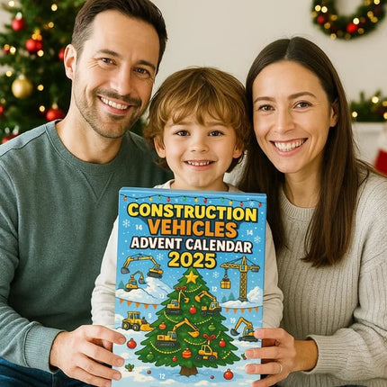 Construction Vehicle Advent Calendar 2025 – 24 Miniature Trucks & Diggers for Kids | Perfect Christmas Gift for Little Builders