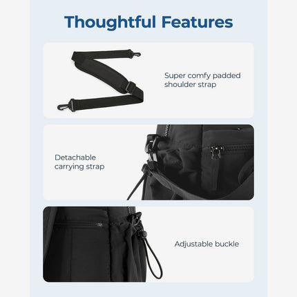 Black Travel Bag for Carry-On – Lightweight & Water-Resistant with Trolley Strap & PVC Pocket