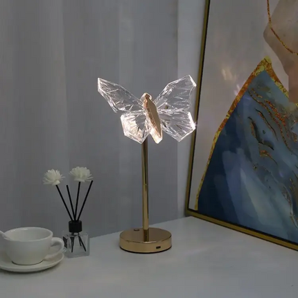 Crystal Wings Butterfly Table Lamp 13.8" x 9.8" – Elegant Crystal Light for Living Room or Bedroom Décor