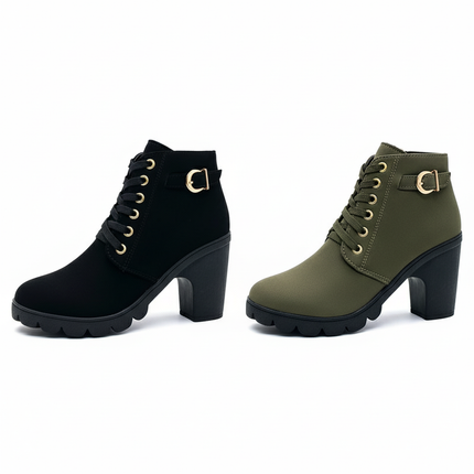 Women's Block Heel Ankle Boots – Elegant & Comfortable Fall/Winter Footwear