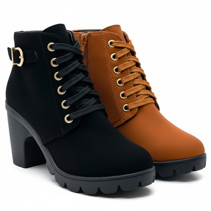 Women's Block Heel Ankle Boots – Elegant & Comfortable Fall/Winter Footwear