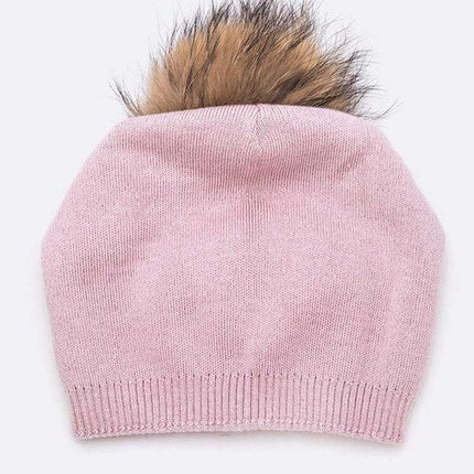 Luxury Wool-Cashmere Beanie with Detachable Raccoon Fur Pom Pom – Snap-On Winter Hat for Women