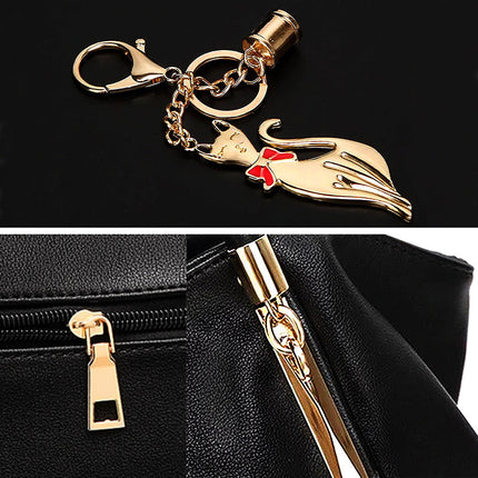 Trendy Vegan Leather Handbag – Elegant & Practical with Gold Details