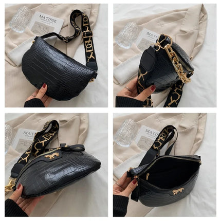 Luxe Crossbody Belt Bag with Gold Chain – Stylish & Versatile