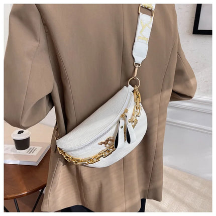 Luxe Crossbody Belt Bag with Gold Chain – Stylish & Versatile
