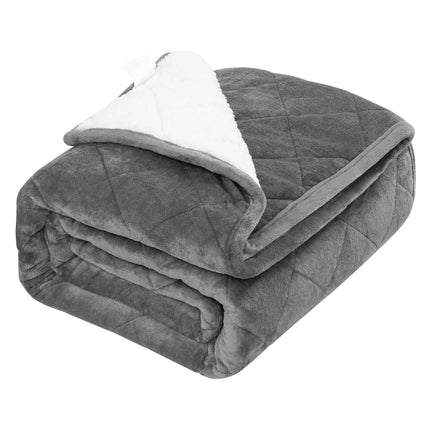 Soft & Cozy Sherpa Fleece Blanket – Double-Layered Grey Throw for Winter Warmth