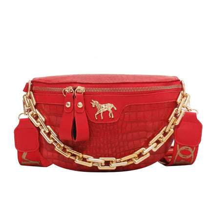 Luxe Crossbody Belt Bag with Gold Chain – Stylish & Versatile