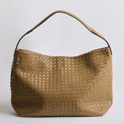 Vegan Leather Woven Hobo Shoulder Bag – Black, Stylish & Spacious