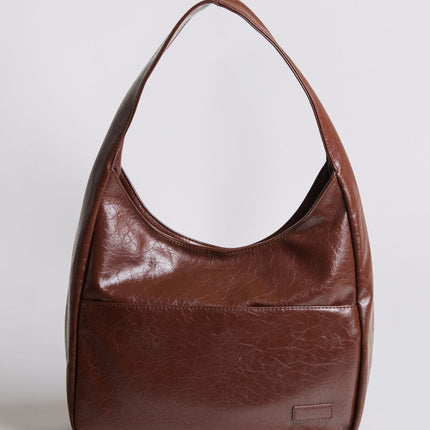 Black Vegan Leather Half-Moon Shoulder Bag – Elegant & Versatile