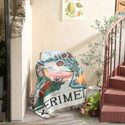 Abstract Woven Wall Tapestry Blanket – Modern Boho Home Decor Accent for Living Room & Bedroom