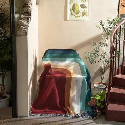 Abstract Woven Wall Tapestry Blanket – Modern Boho Home Decor Accent for Living Room & Bedroom