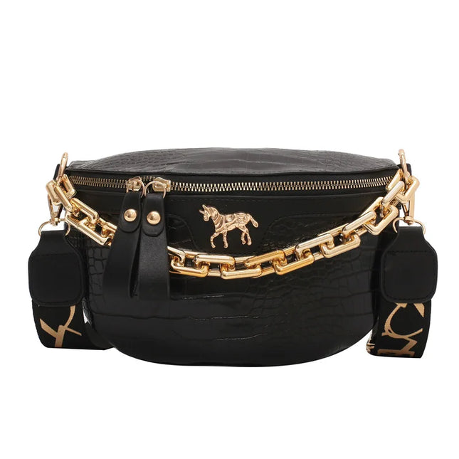 Luxe Crossbody Belt Bag with Gold Chain – Stylish & Versatile