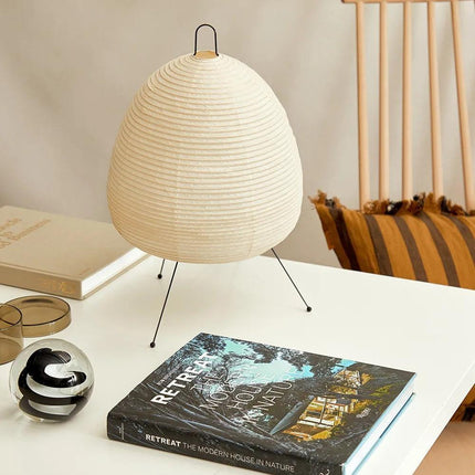 Lumi Biegung Japanese Washi Paper Table Lamp 12" – Soft Warm LED Light for Cozy Home Ambiance