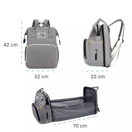 Multifunctional Diaper Backpack with Foldable Baby Bed & USB Charging Port – Waterproof & Spacious Travel Bag for Parents