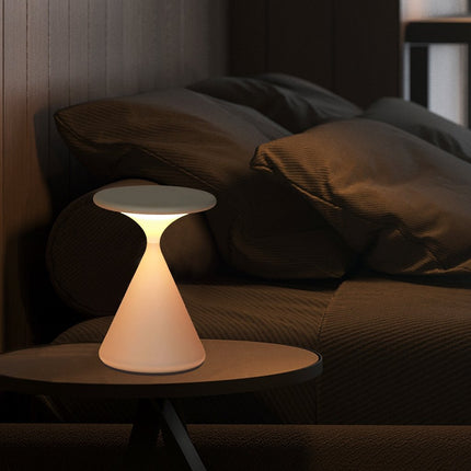 Wireless Hourglass LED Table Lamp – Modern USB-Rechargeable Ambient Light for Bedroom & Living Room
