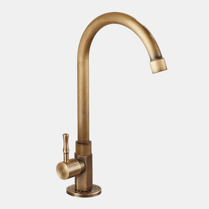 Antique Brass Kitchen Faucet with Elegant Swan Neck – Vintage Style & Durable Solid Brass Design
