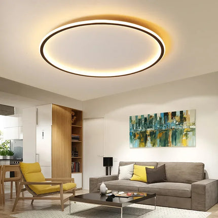 Minimalist Round Halo LED Ceiling Light – Modern Scandinavian Flush Mount for Warm Ambient Lighting