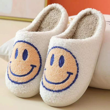 Smiley Face Slippers – Cozy, Non-Slip Plush House Shoes for Women & Men
