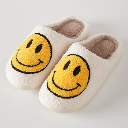 Smiley Face Slippers – Cozy, Non-Slip Plush House Shoes for Women & Men