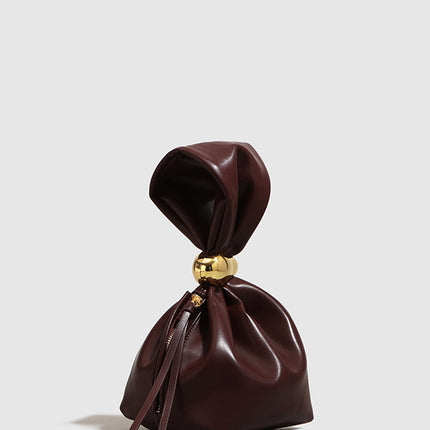 Luxury PU Leather Evening Clutch with Gold Bow Closure – Elegant Party Handbag for Women