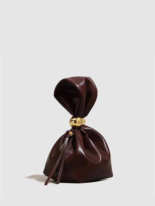 Luxury PU Leather Evening Clutch with Gold Bow Closure – Elegant Party Handbag for Women