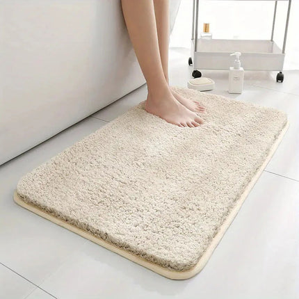 Black Bathroom Rug – Extra Thick Non-Slip Bath Mat for Comfort & Water Absorption