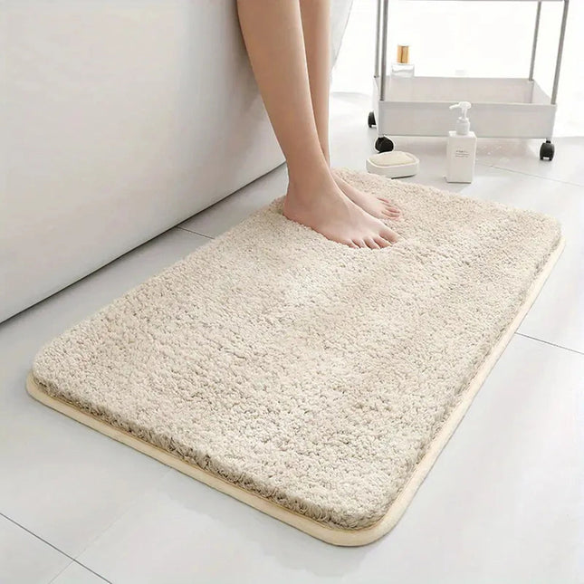 Black Bathroom Rug – Extra Thick Non-Slip Bath Mat for Comfort & Water Absorption