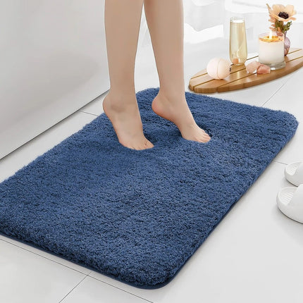 Black Bathroom Rug – Extra Thick Non-Slip Bath Mat for Comfort & Water Absorption