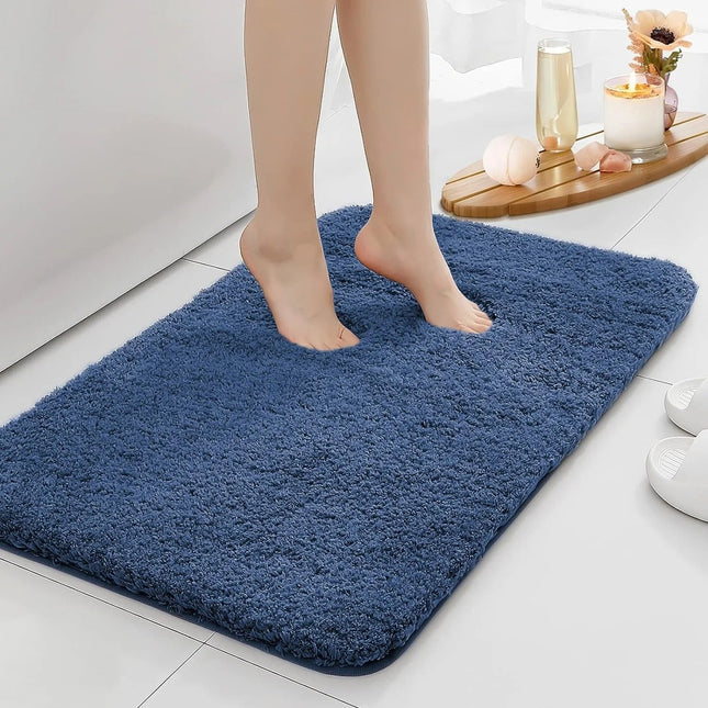 Black Bathroom Rug – Extra Thick Non-Slip Bath Mat for Comfort & Water Absorption