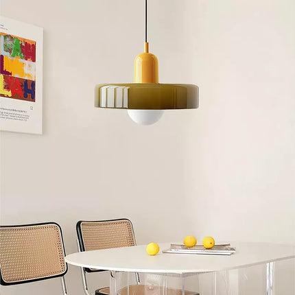 Color-Splash Glass Pendant Light 9.8" º 7.1" / 13.8" º 8.7" – Modern Adjustable Hanging Lamp for Kitchen, Dining & Living Room