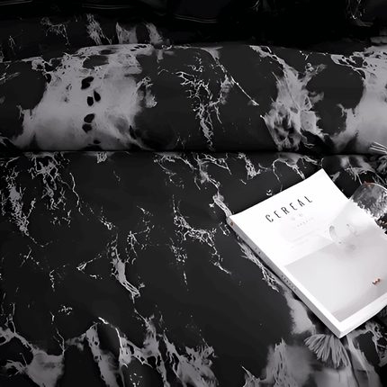 Luxury Black & White Marble Microfiber Duvet Cover Set 61″ x 87″ – 3-Piece Stylish Bedding Set