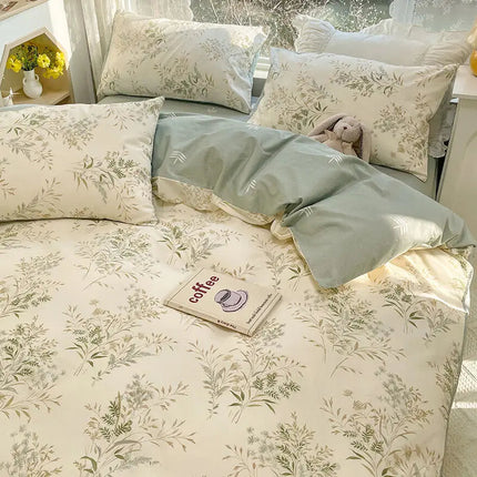 Romantic Pink Floral Bedding Set – Soft Polyester Duvet Cover & Pillowcases for Cozy Bedrooms