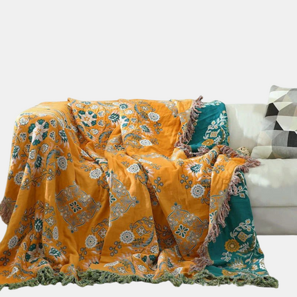 Boho Jacquard Throw Blanket 59" x 79" – Soft Cotton Sofa & Bed Cover for Cozy Interiors