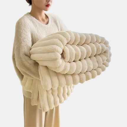 Cozy Striped Flannel Fleece Throw Blanket – Soft & Lightweight for Living Room or Bedroom