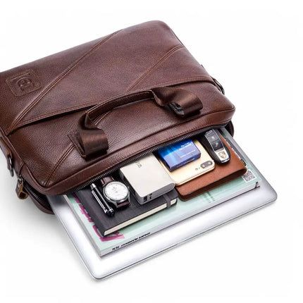 Premium Brown Leather Laptop Bag – Stylish & Durable Briefcase for Men and Women