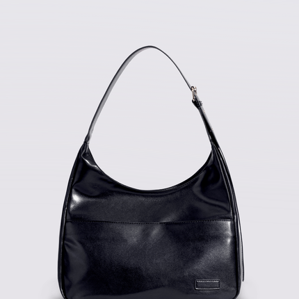 Black Shoulder Bag – Minimalist & Spacious Vegan Leather Design