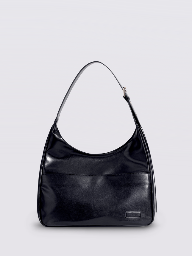 Black Shoulder Bag – Minimalist & Spacious Vegan Leather Design