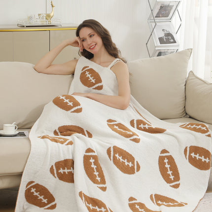 Football Patterned Luxury Soft Fleece Throw Blanket – 50X55Inch | Cozy Sports Fan Plaid for Couch, Bed & Stadium