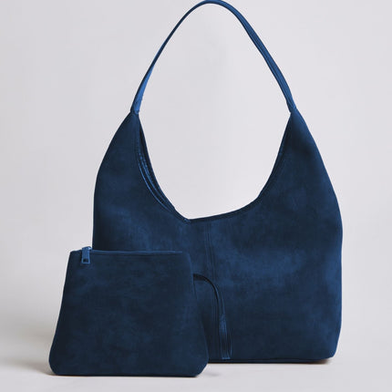 Black Suede Shoulder Bag – Minimalist & Spacious Design