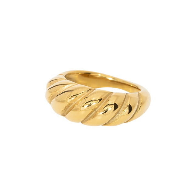 Gold Twisted Chunky Statement Ring  Croissant Style Bold Gold Ring for Women