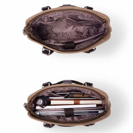 Stylish Brown Canvas Laptop Bag – Lightweight & Durable Work Tote