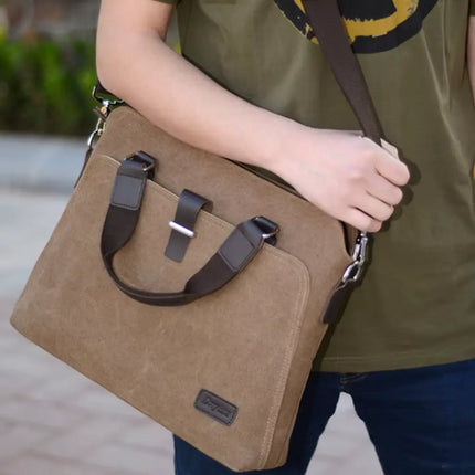 Stylish Brown Canvas Laptop Bag – Lightweight & Durable Work Tote