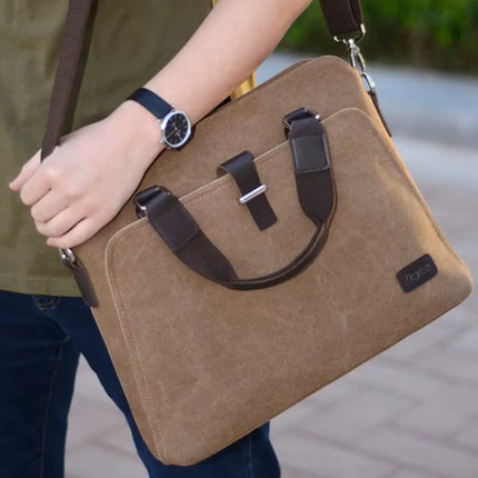 Stylish Brown Canvas Laptop Bag – Lightweight & Durable Work Tote