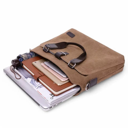 Stylish Brown Canvas Laptop Bag – Lightweight & Durable Work Tote