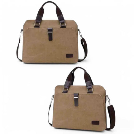 Stylish Brown Canvas Laptop Bag – Lightweight & Durable Work Tote