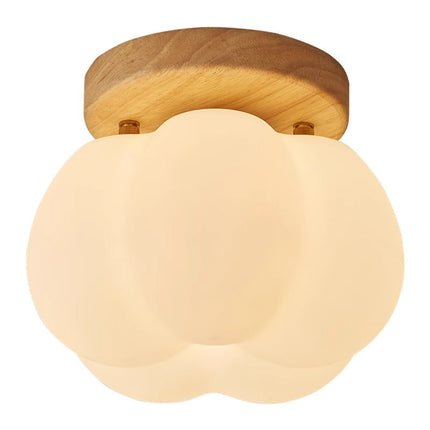LED Pumpkin-Shaped Flush Mount Ceiling Light 6.3" Ø x 5.5" H — Cozy Ambient Lighting for Kids Room, Hallway & Kitchen