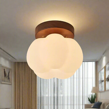 LED Pumpkin-Shaped Flush Mount Ceiling Light 6.3" Ø x 5.5" H — Cozy Ambient Lighting for Kids Room, Hallway & Kitchen